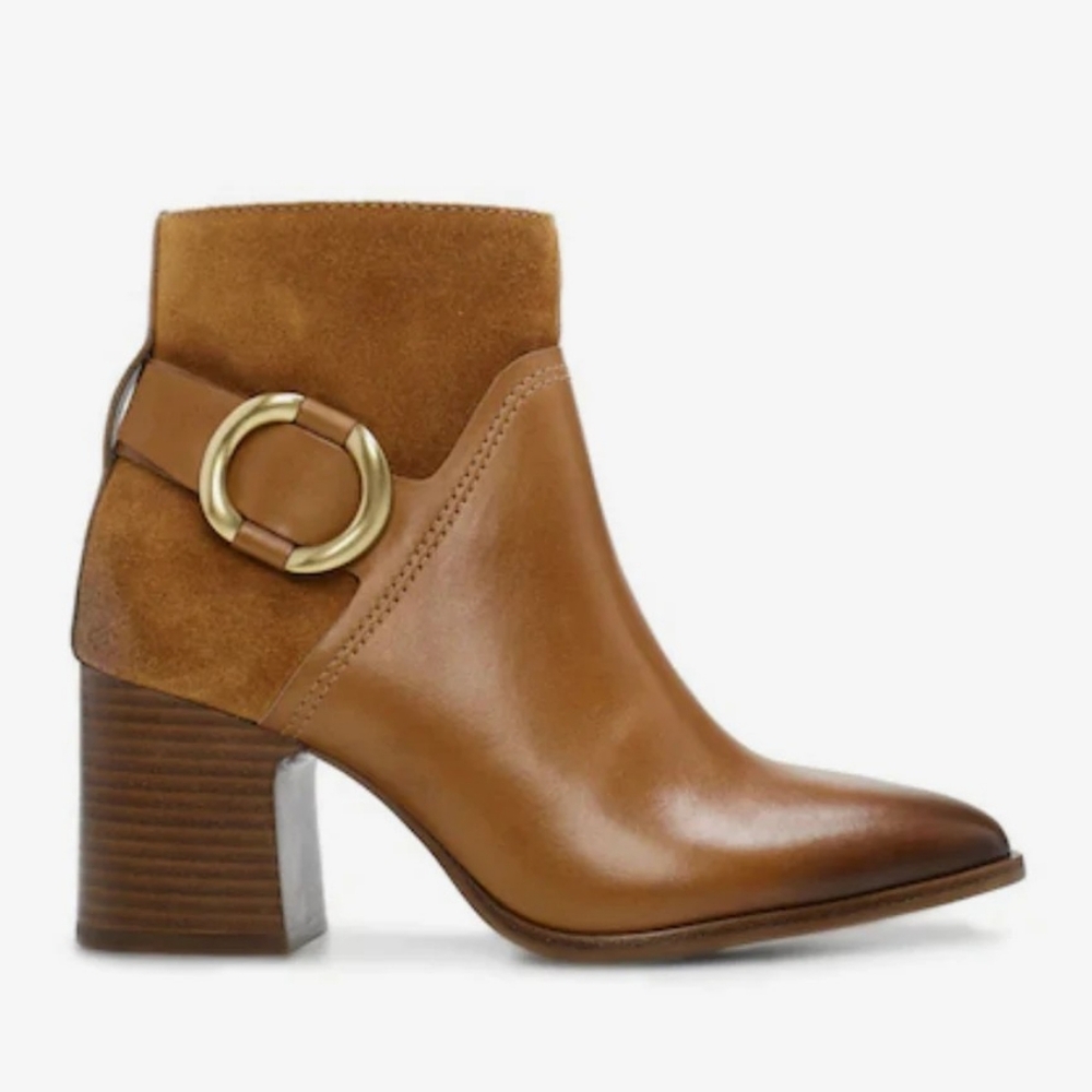 Vince Camuto Women's VC-Evelanna Bootie Golden Walnut Burnished Leather Size 7 M
